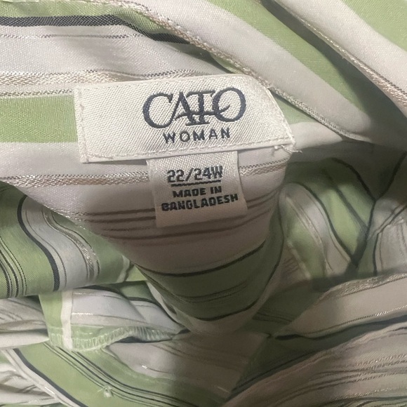 Cato Women's Green and White Striped Blouse - Picture 3 of 3
